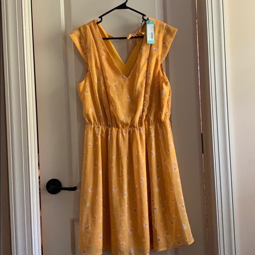 Women’s Yellow Dress with Bird Pattern